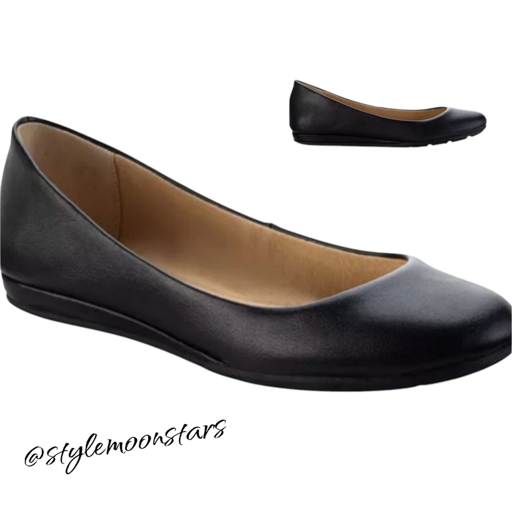Brand New! Classic Black Comfort Ballet Flats By Sun + Stone Women's 5.5